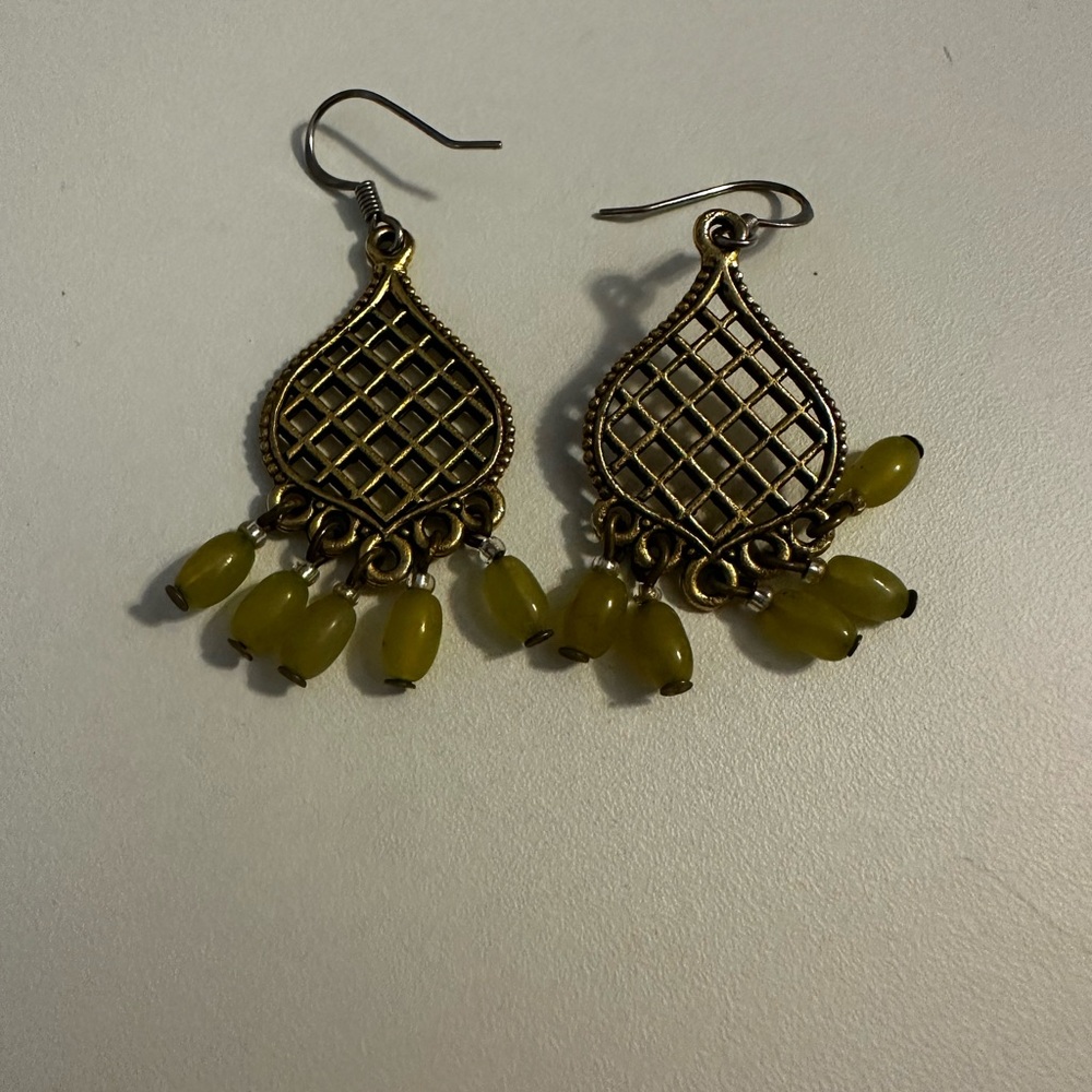 Elegant Gold and Yellow Dangle Earrings